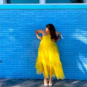 Staud Mika Yellow spring dress